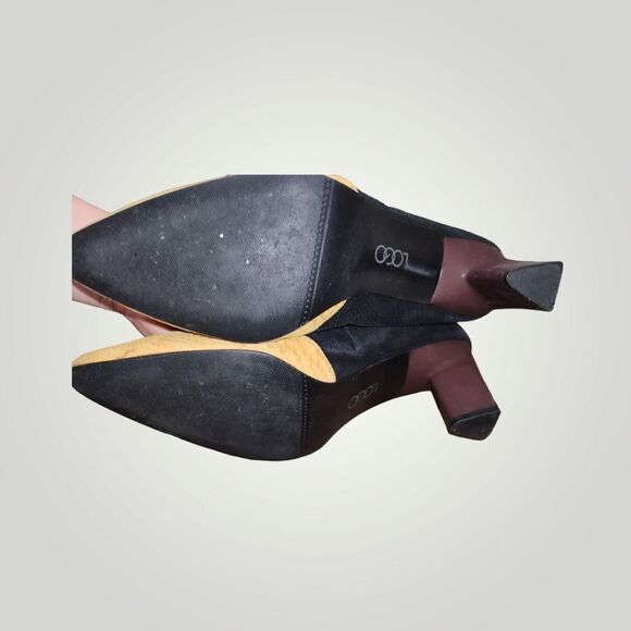 LOGO Lori Goldstein size 8 Kate Colorblock Leather Pointed Toe Block Heel - Picture 13 of 14